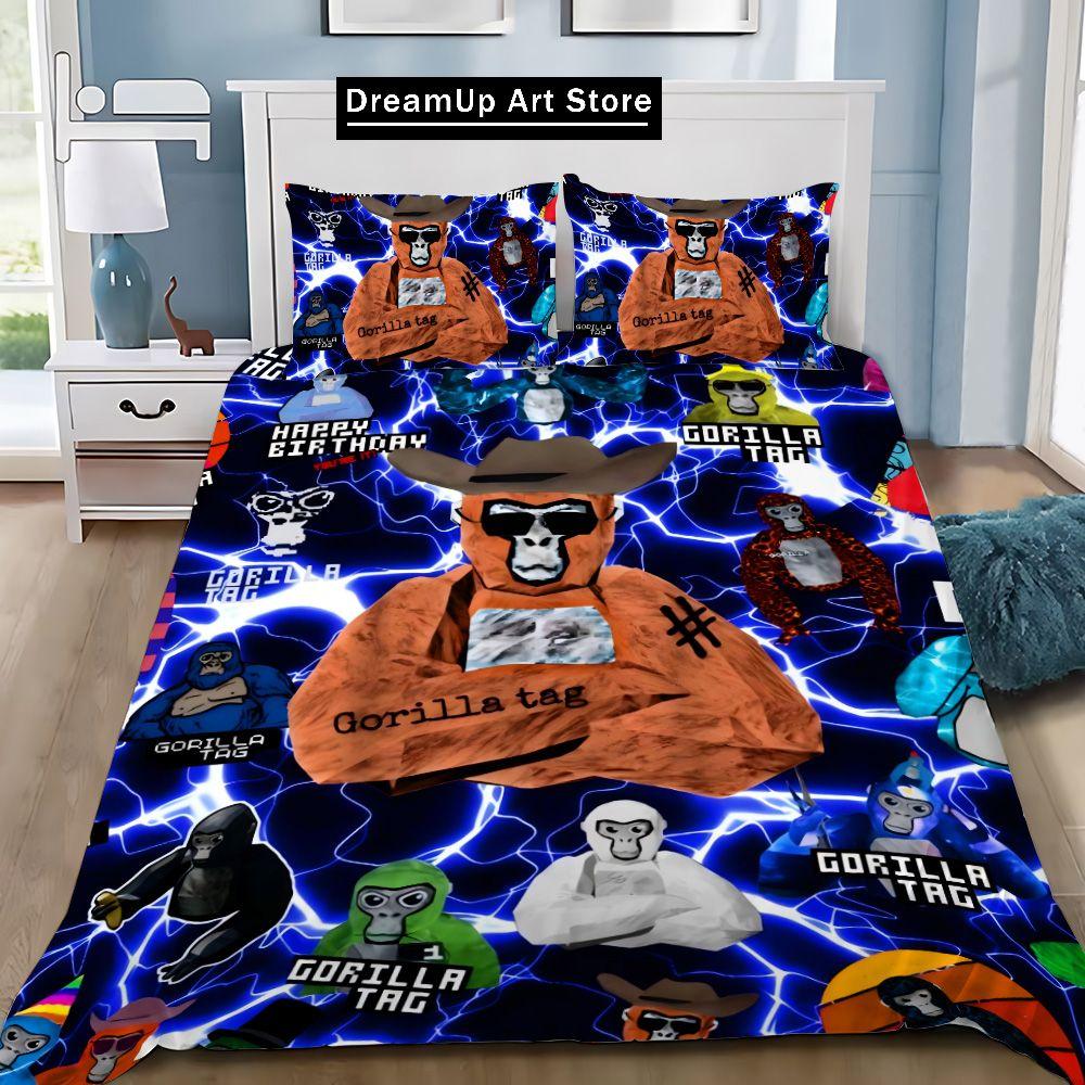 Мультфильм Новинка Крутая Горилла Игра Тег Пододеяльник Наволочка Постельное белье Комплект Взрослых Мальчиков Девочек Спальня Украшения Детей Подарок Один