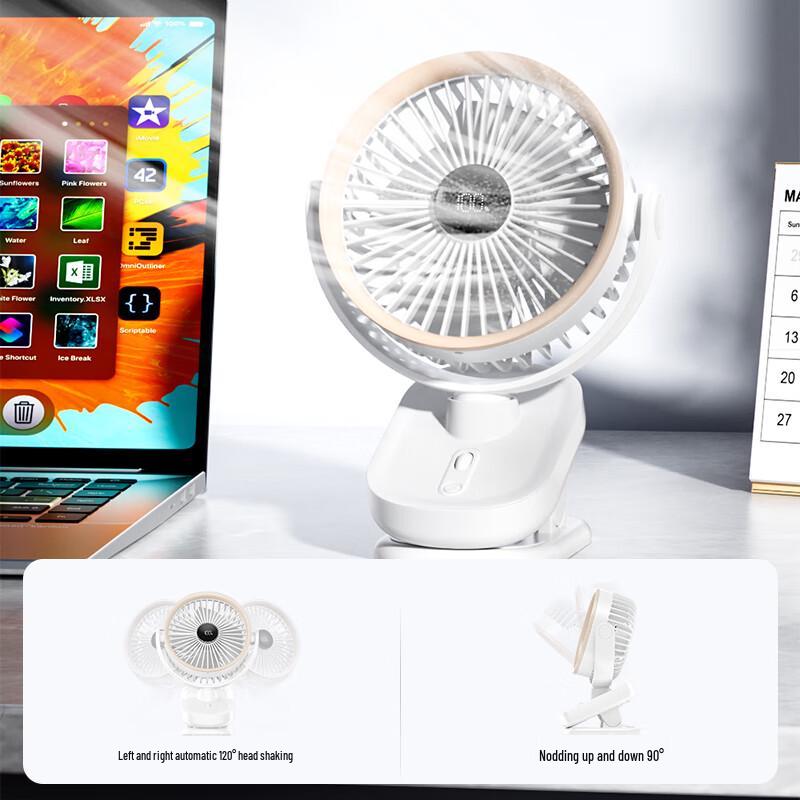 CangHua 3-in-1 Rechargeable USB Auto-Oscillating Desk Fan