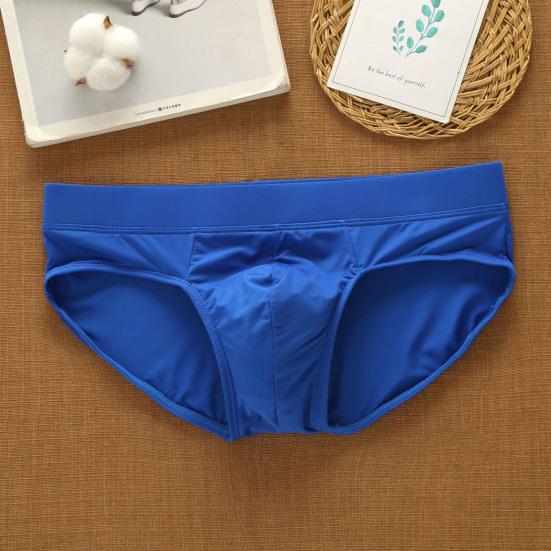 Men Briefs Letter Print 3D U Convex Design Panties Low-rise Milk Silk Wide