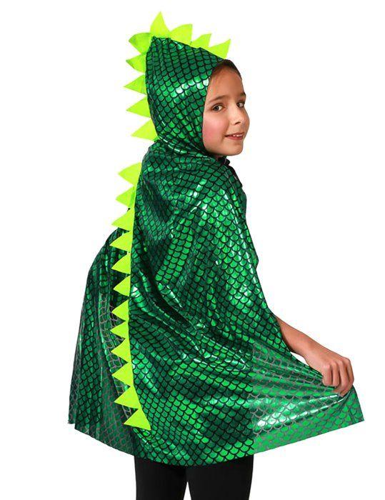 Детская зеленая накидка с капюшоном «Динозавр» - Зеленый