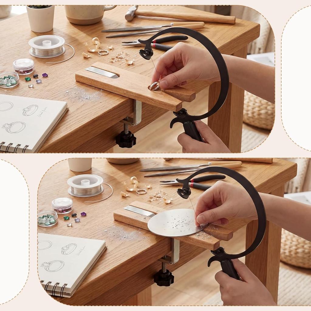 U-Shaped Jeweler's Saw Frame - Adjustable Jewelry Making Cutting Tool with 144PCS Saw Blades for Metal & Wood