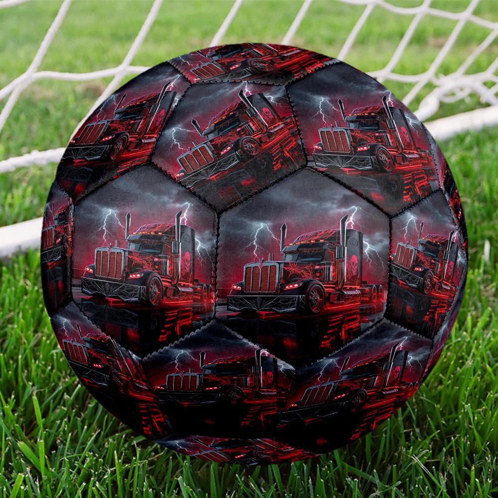 1pc Thunder Truck Ride Theme Soccer Ball Football, Size 5, Lightweight PVC, Outdoor Training Soccer Ball,Gift c65124