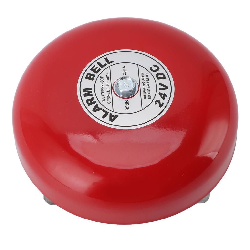 6in Fire Alarm Bell Waterproof Portable Aluminum Alloy 24V Wired Power 95db Loud Security Ringing Bell for School Home
