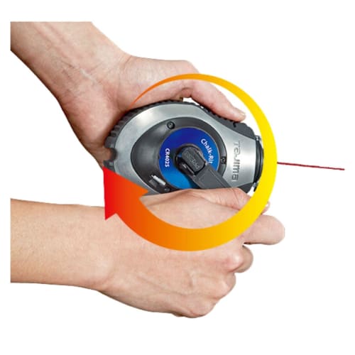 TAJIMA Chalk Line - Chalk-Rite Dura Chalk Box with Ultra-Thin 0.5mm Snap Line & Integrated Handle Release - CR402S