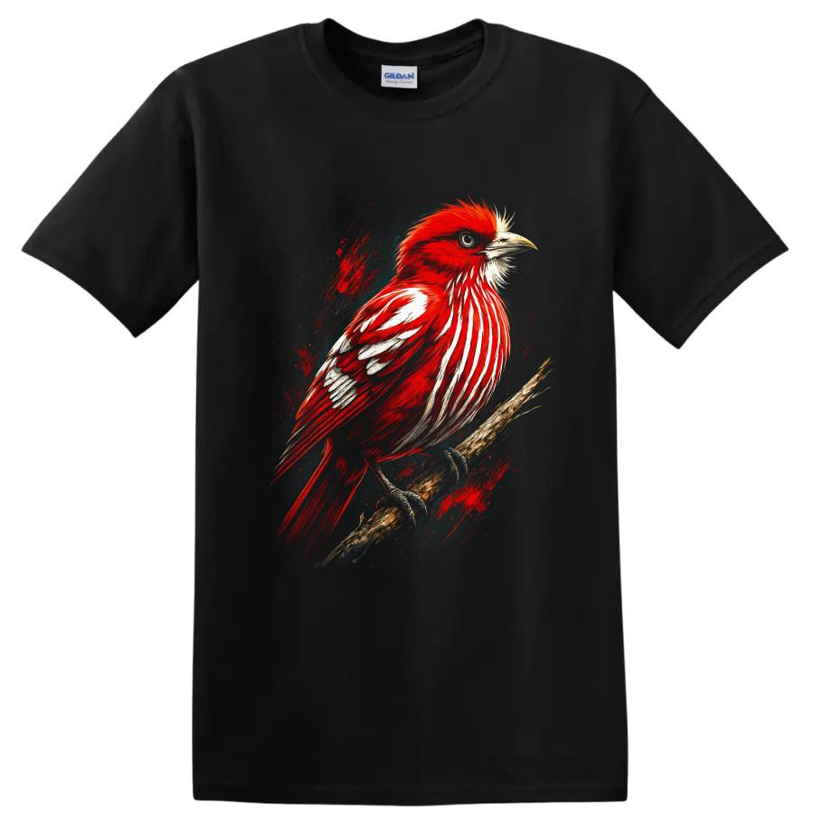 Red Cardinal Bird T Shirt Dynamic Wildlife Art Graphic Nature Lover Tee Gift