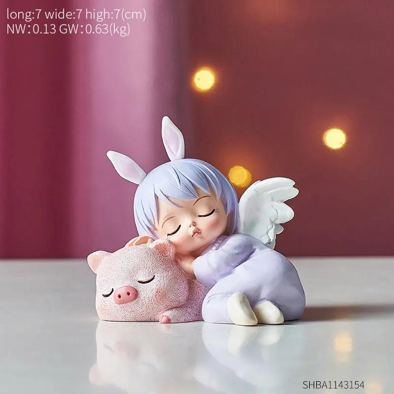 Kawaii Декор для детской комнаты, статуэтки, интерьерная статуэтка ангела, аксессуары для детской комнаты, декоративная фигурка для девушки, сказочного сада