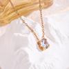 Elegant Gold Titanium Steel Zircon Pendant Necklace for Women - Simple, Shiny, No-Fade Clavicle Chain