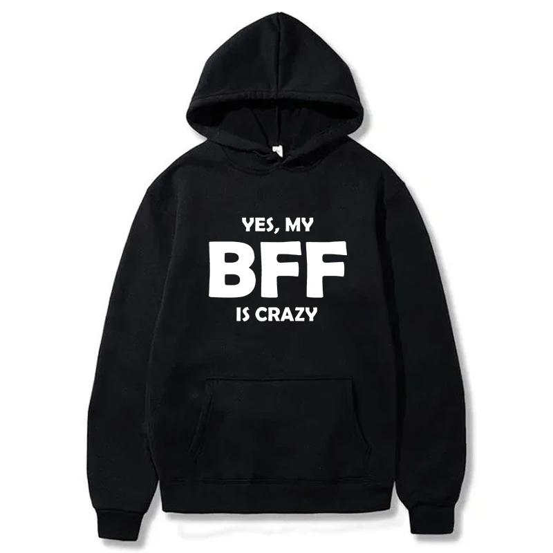 Худи с принтом BFF Осень Зима Женское Мужское Повседневное Свободное Простое Модное Удобное С круглым вырезом С длинным рукавом Флисовые Толстовки