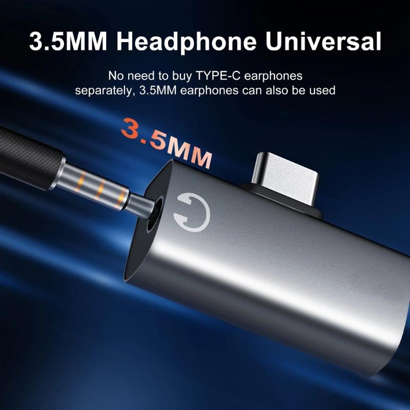 Аудиоадаптер Type-C PD30W Безопасная быстрая зарядка Для наушников и зарядки Двойная функция Для VR-устройств