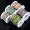 1M Fashion Glass Ball Flat Beads Stainless Steel Beaded Chain Gold Color Chains for DIY Women Necklace Bracelet Jewelry Findings