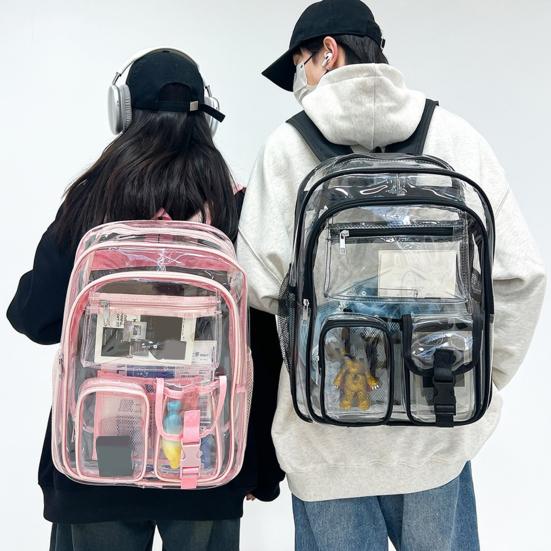 Clear Backpack for Girls Boys Waterproof Heavy Duty Transparent Bookbag Large Capacity See Through Backpack for Work School Travel
