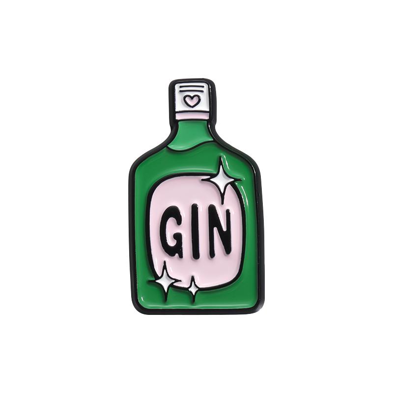 Эмалевые значки в виде винных бутылок, пользовательские броши GIN TONIC, значки на лацкан, мультяшные забавные украшения, подарок для друзей