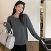 Повседневный пуловер с круглым вырезом для женщин Свободный свитер с длинными рукавами для женщин Однотонный вязаный свитер для осени и зимы