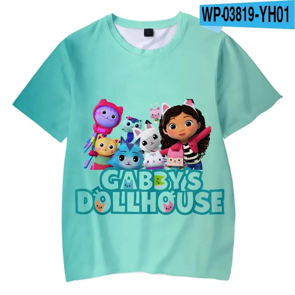 3D принт детские футболки аниме Gabbys DollHouse мальчики девочки милая повседневная одежда мода большие футболки детские футболки топы одежда