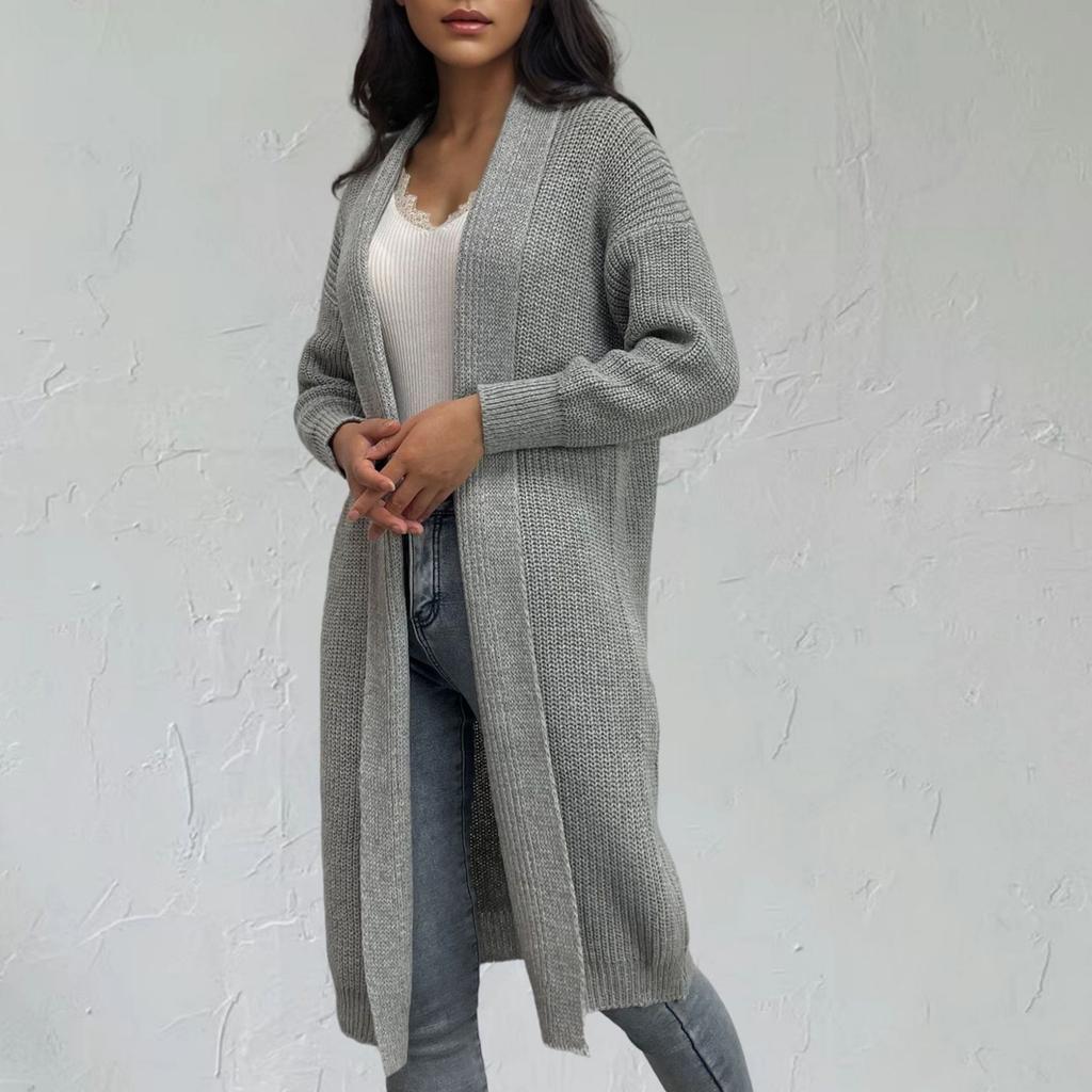 Женский модный вязаный кардиган свитер средней длины повседневный свободный свитер куртка