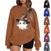 Women's Casual Fashion Printed Long Sleeved Knitted Sportswear Top, Loose Fit Halloween