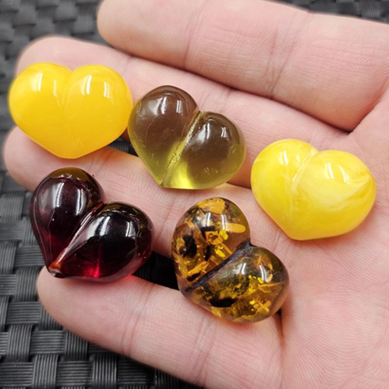 Amber Yellow Beeswax Beads: Heart Bracelet, Necklace, Prayer Jewelry Accessories