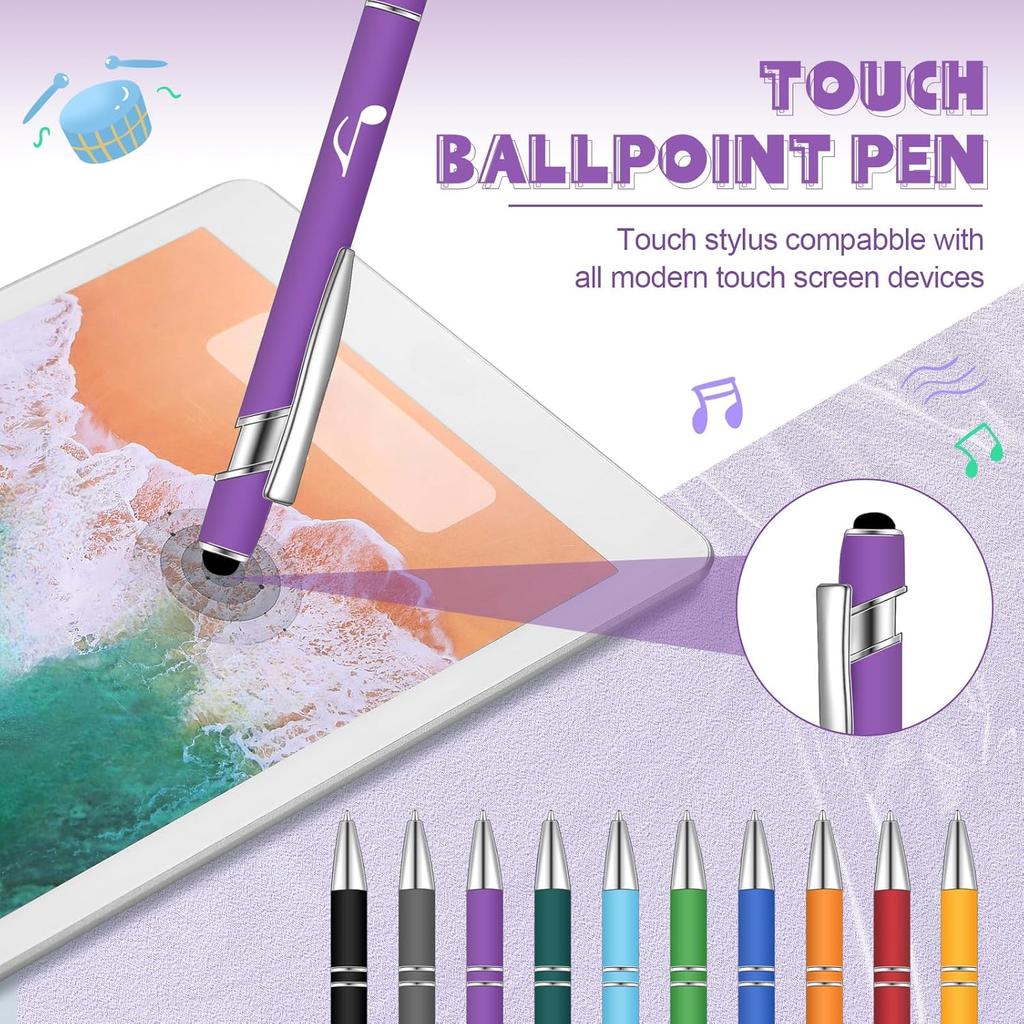 Teling 20 штук шариковых ручек в виде нот, забавных стилусов-шариковых ручек, выдвижных, для сенсорного экрана, подарок коллеге