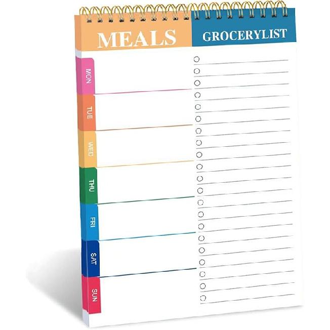Weekly Meal Planner and Grocery List - 50 Undated Sheets Planning Pad for Organized Daily Menu, Tear-Off Notepad for Convenient Shopping