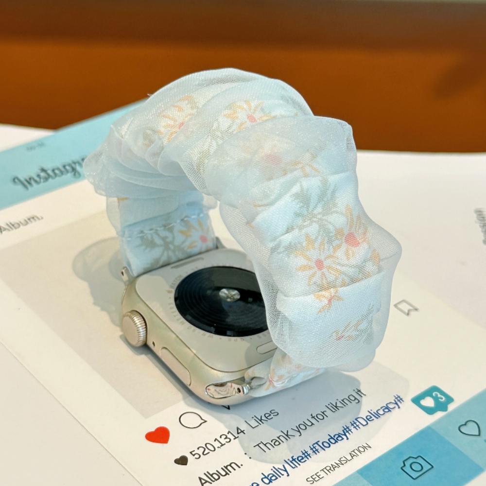 Милый женский новый сетчатый эластичный ремешок для Apple Watch 46 мм, браслет iWatch 10 42 мм, серии 9 8 41 мм 38 мм 44 мм Ultra 49 мм, эластичный ремешок для часов для женщин