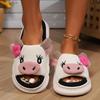 2024 Всесезонные дизайнерские тапочки с милым мультфильмом, милая корова, слон, хлопковая домашняя обувь для спальни, домашняя обувь на толстой подошве, пары, мужчины, женщины