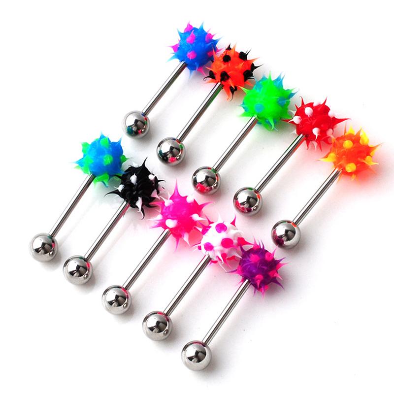 5/10Pcs Tongue Bars Stainless Steel Barbell Rings Mixed Ball Piercing Jewelry