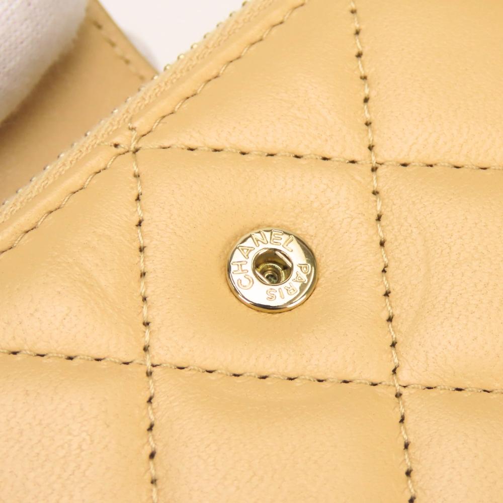 Used CHANEL Coin case Matrasse Compact wallet Card Case lambskin beige 31 series