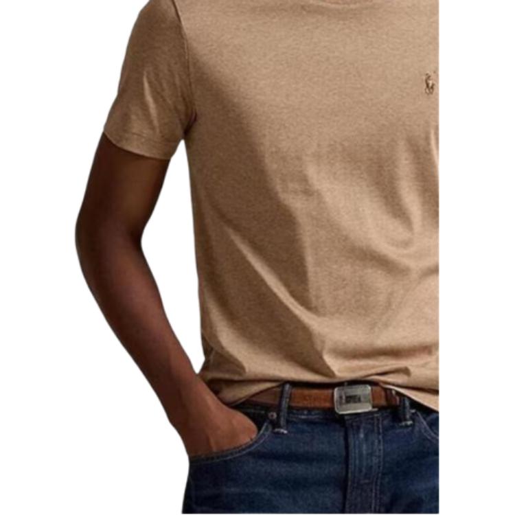 Мужская футболка Polo Ralph Lauren с круглым вырезом, логотипом, приталенного кроя, с коротким рукавом, топ 710740727-103