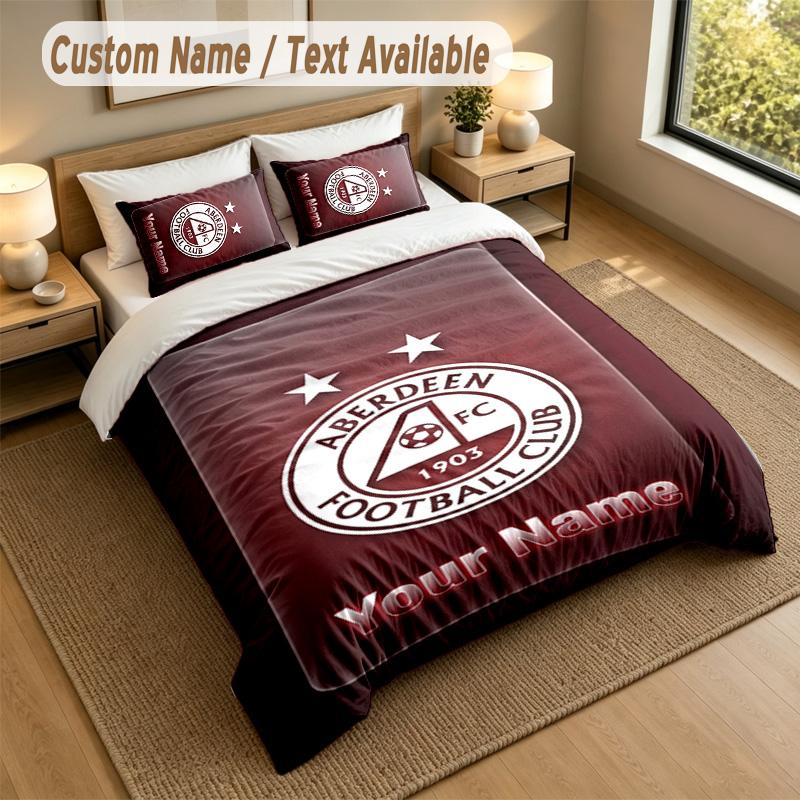 3Pcs Bedding Set Custom Name Text, 1 Sheet 2 Pillowcases Home Bed DecorAberdeen FC