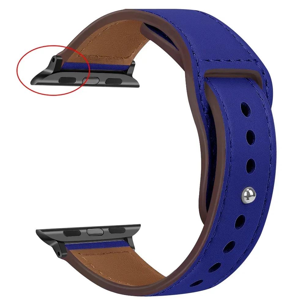 Кожаный ремешок для Apple, ремешок для часов 44 мм, 45 мм, 41 мм, 40 мм, 49 мм, 42 мм, 38 мм, 45, 44 мм, браслет Correa iWatch series 3, 4, 6 SE, 7, 8, ультра