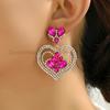 Разноцветное сердце с кристаллами, женские очаровательные романтические ювелирные изделия для свадебной вечеринки, трендовые роскошные аксессуары для ушей, необычные висячие серьги