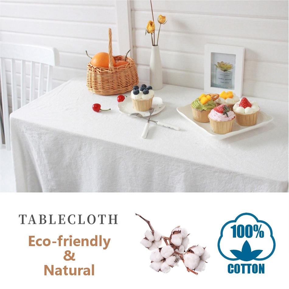 Cotton Fabric Table Cloth Washable White Tablecloth for Wedding Party Dining Banquet Decoration Luxurious Table Cover Picnic Mat