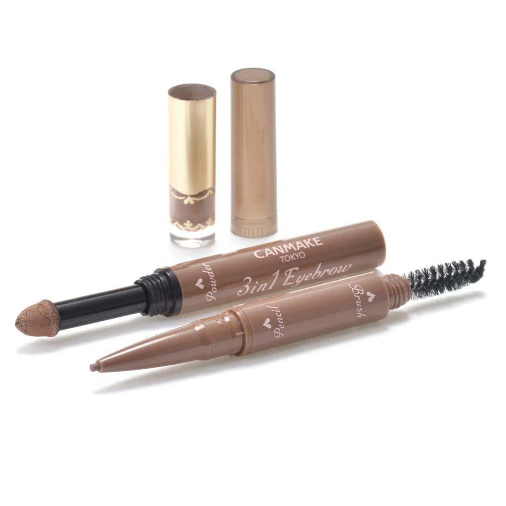 CANMAKE TOKYO Canmake 3in1 Eyebrow 02 Ash Brown Pencil Eyebrow Powder Eyebrow с кисточкой