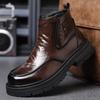 Fashion Men's Classic Retro Chelsea Boots Mens Fashion Leather Ankle Boots Men British Style Short Shoes Men Winter Plush Snow Boots
