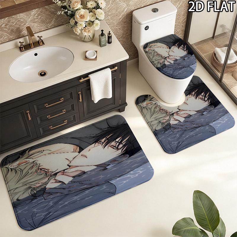 Low Tide Twilight 3Pcs Flannel Toilet Mat Set Bathroom Rug Bath Carpet Non Slip Home Decor Toilet 3 Pcs Bathroom Textile Set