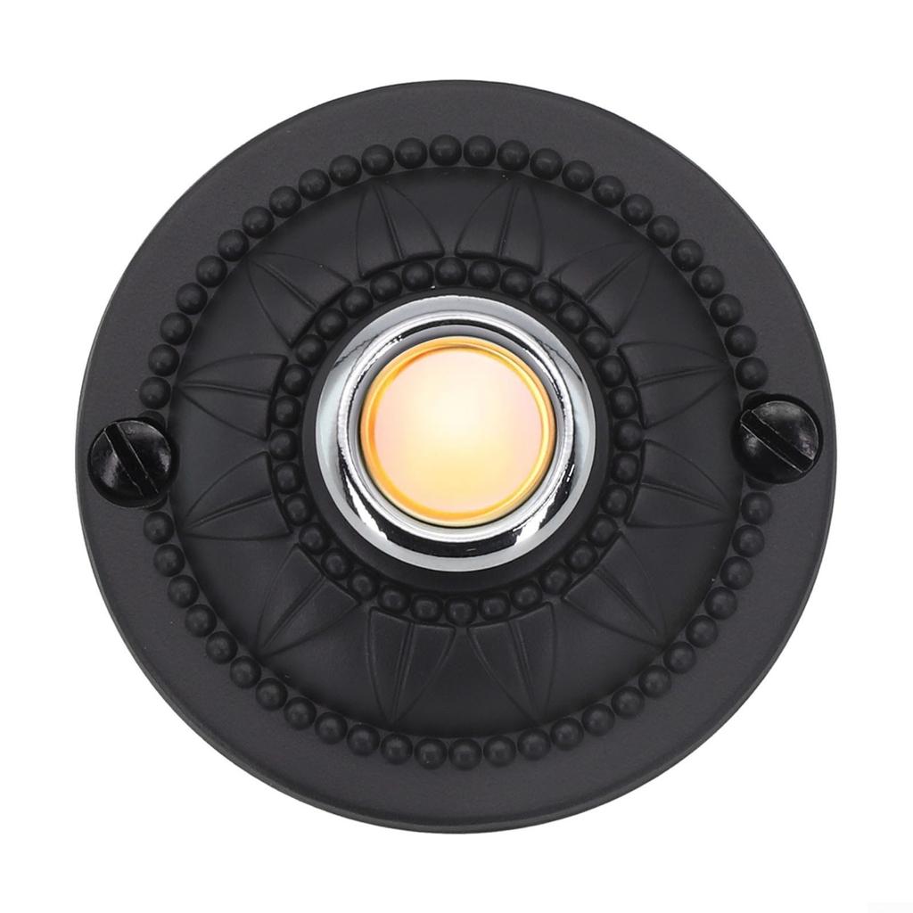 Round Iron Doorbell Wired Lighted LED Visibility After Dark