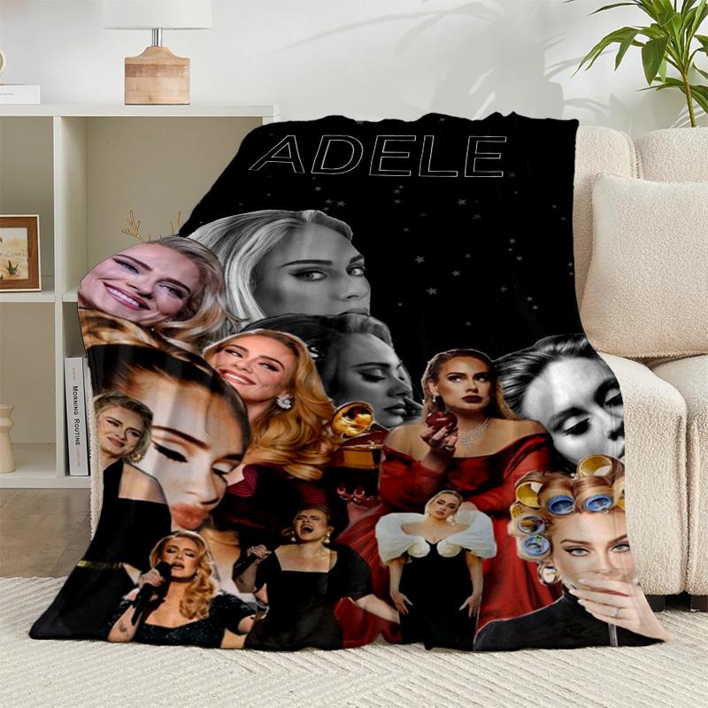 1PC Love And Music A-dele Flannel Blanket Gift, Suitable for Both Men And Women, Soft Ideal for Beds And Sofa, Birthday Or Christmas Gift