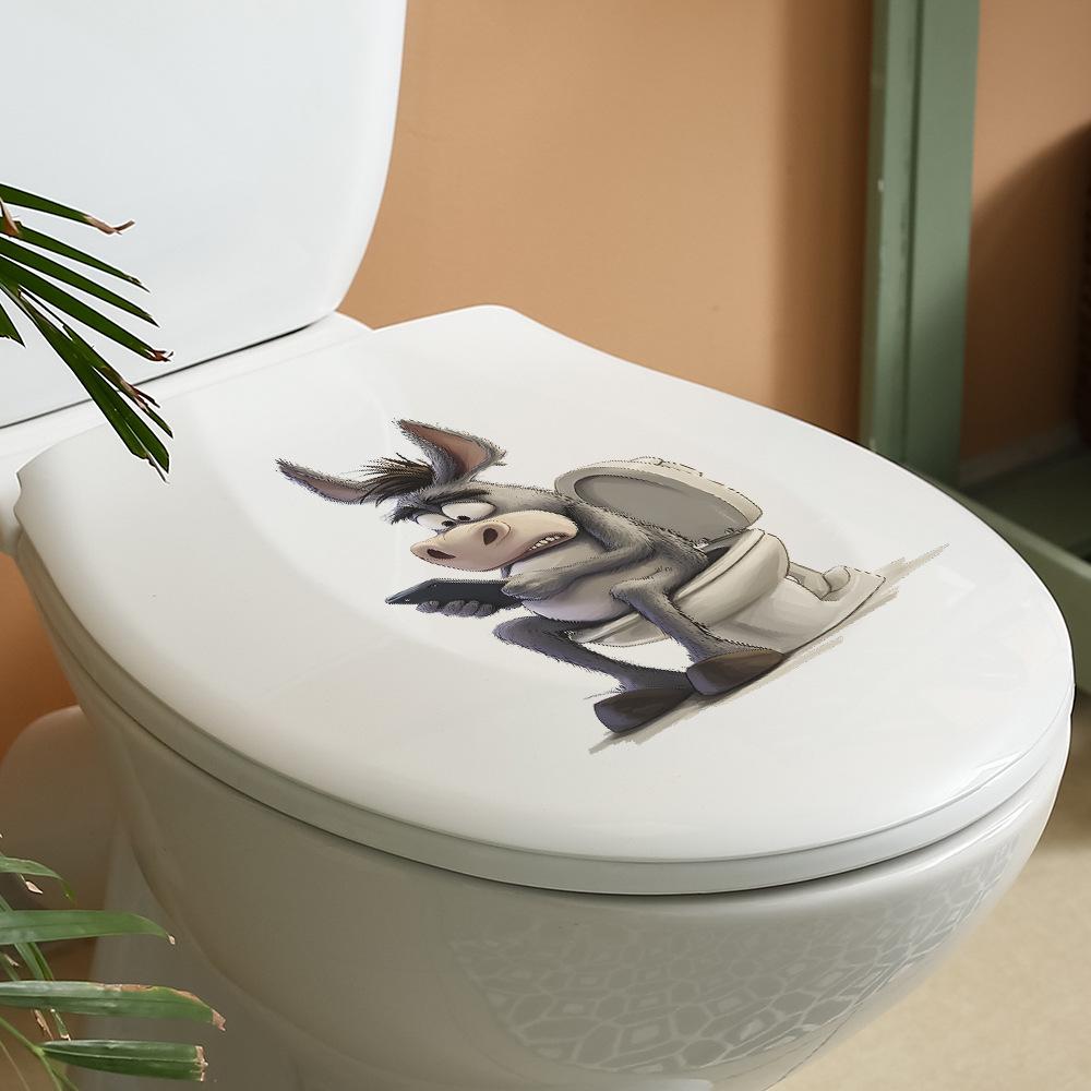 Quirky Donkey Playing with Mobile Phone Toilet Bathroom Decorative Wall Stickers
