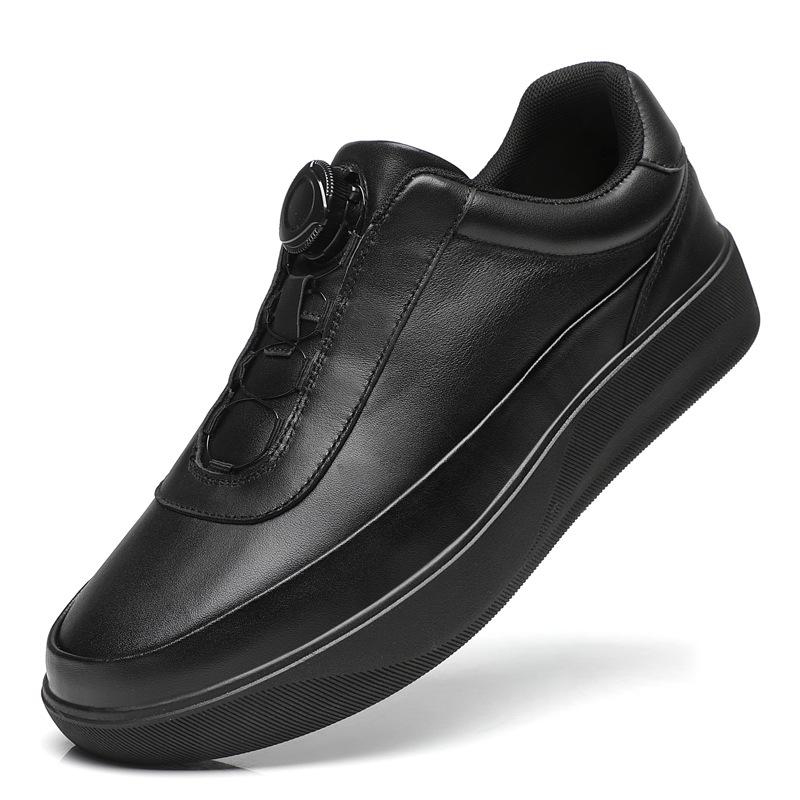 Men'S Spring New Genuine Top Layer Cowhide Low-Top Skate Shoes, Light Luxury Thick Sole German Trainers, Versatile White Casual Sports Sneakers