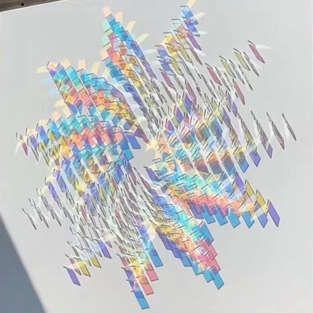 50Pcs Rainbow Holographic Acrylic Square Holo Plexiglass Tiles Iridescent Acrylic Art Creation