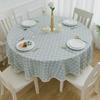 Thickened Plaid Cotton Linen Round Nordic Tablecloth Fabric.