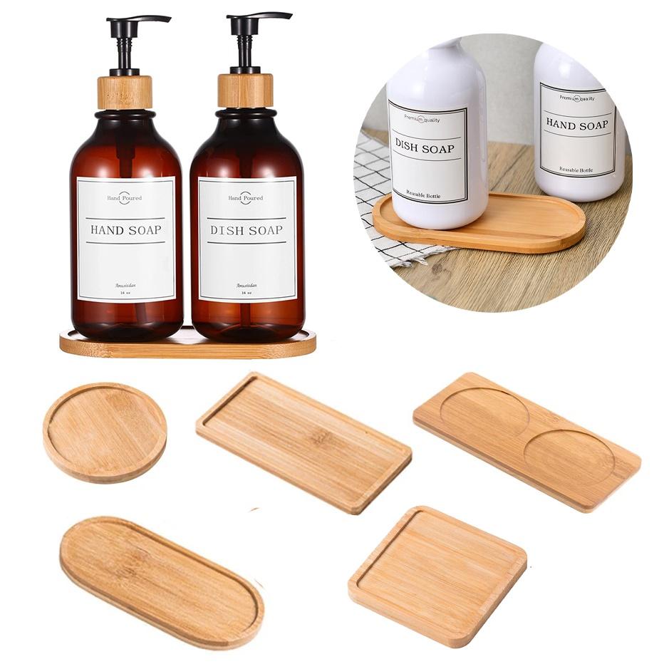 Деревянный поднос для мыла, туалетный столик, органайзер для бутылок, круглый квадратный лоток для хранения ювелирных изделий для ванной комнаты