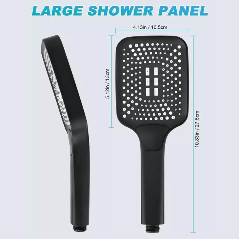 Modern Square Shower Head High Flow 4 Spray Pattern Handheld Shower Universal
