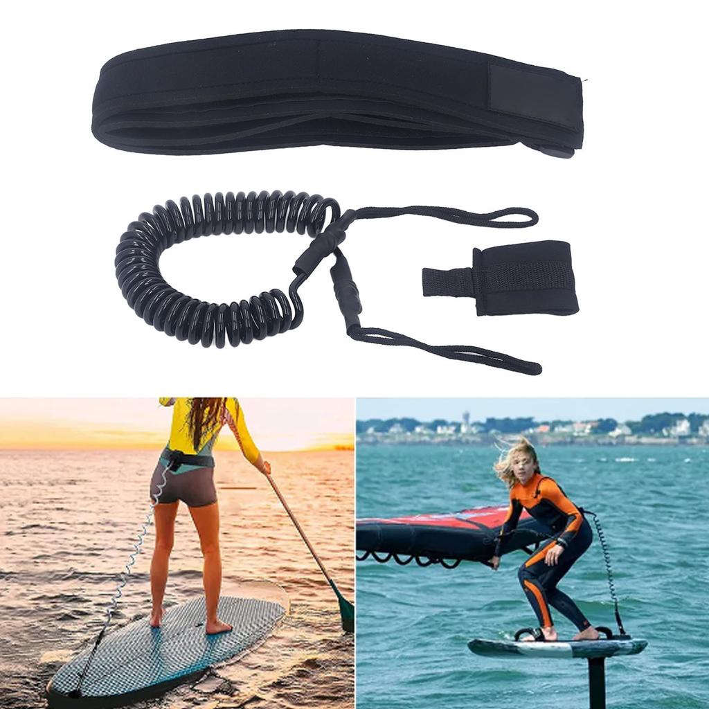 6mm Surfboard Leash Reliable High Strength TPU Coiled Spring Waist Safety Rope for Water Sport