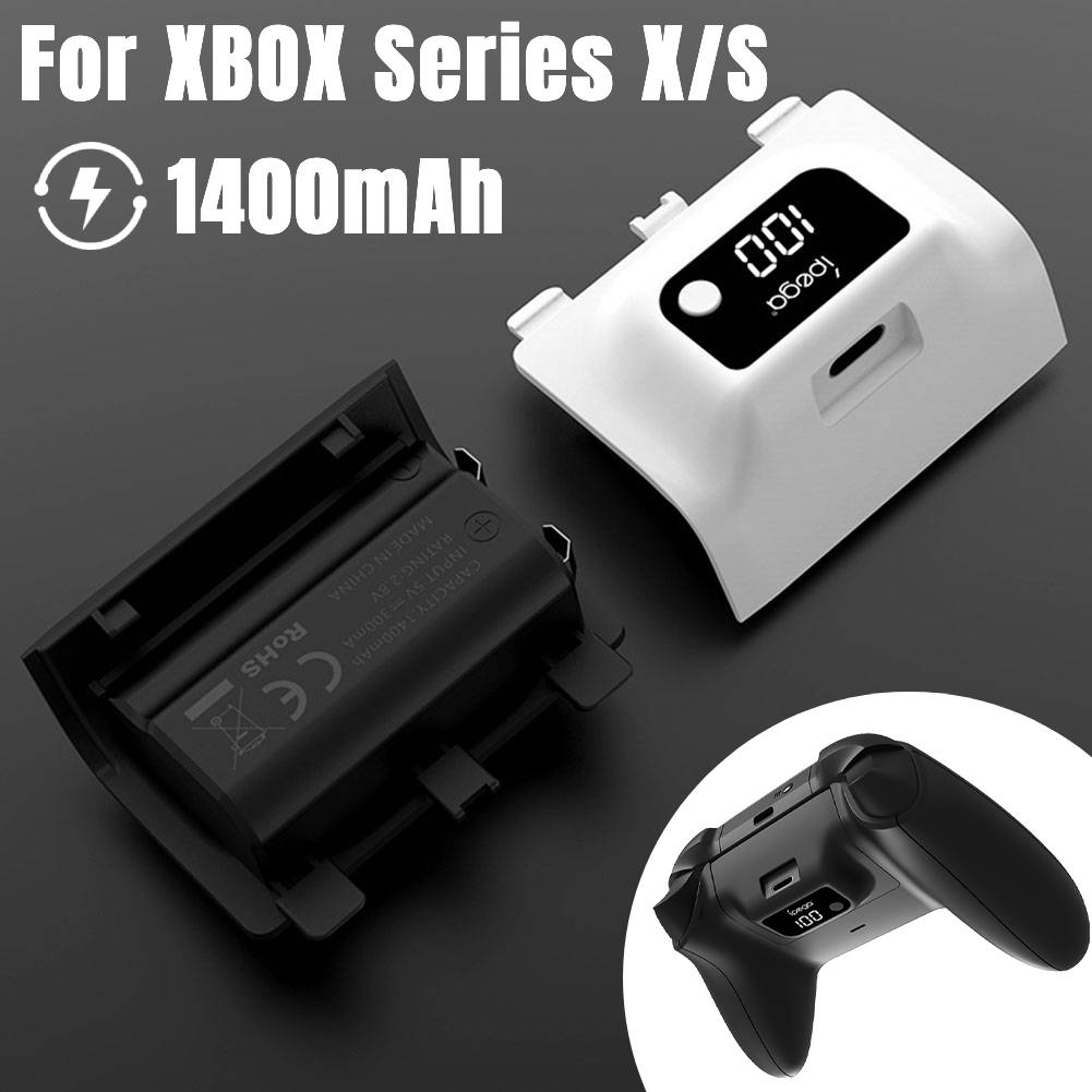 Беспроводной геймпад с перезаряжаемой батареей для контроллеров Xbox Series X/Xbox Series S, емкость 1400 мАч, сменный аккумулятор с цифровым дисплеем.