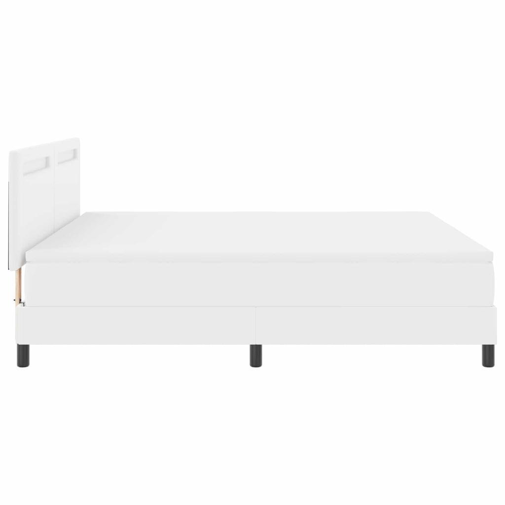 Box Spring Bed with Mattress White 180 x 200 cm Faux Leather