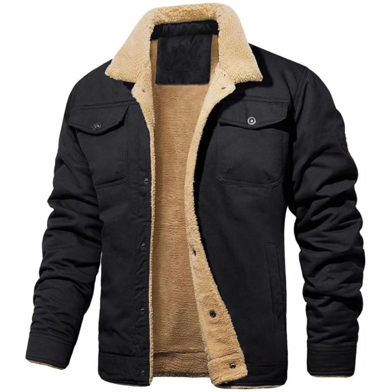 Мужская куртка с длинными рукавами и лацканами, однотонная повседневная куртка для осени и зимы