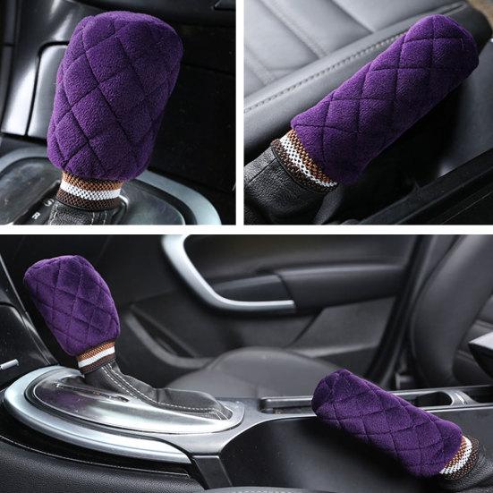 2 шт. Плюшевый чехол на ручку переключения передач для салона автомобиля, теплый чехол на ручку ручного тормоза, защита KTY