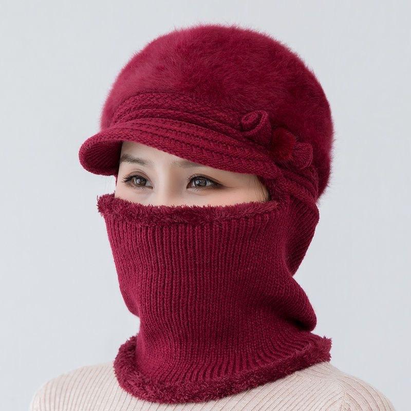 Новая осенне-зимняя вязаная шапка для мам, утолщенная и бархатная теплая хлопковая шапка с шарфом