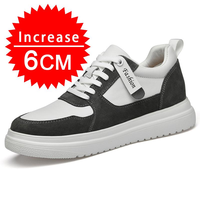 Мужские кроссовки, обувь с лифтом, увеличивающая рост стелька, обувь на высоком каблуке 7-8 см, спортивная обувь из натуральной кожи